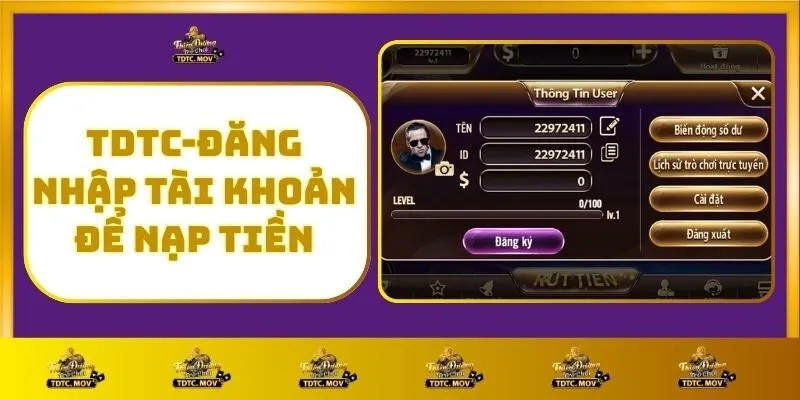 Hướng Dẫn Nạp Tiền TDTC – Nhanh Gọn, An Toàn Chỉ Trong Vài Bước 2 TDTC - Đăng Nhập Tài Khoản Để Nạp Tiền